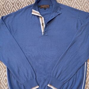 PATRICK JAMES RESERVE MENS  XL SILK/CASHMERE HENLEY COLLARED SWEATER NWOT